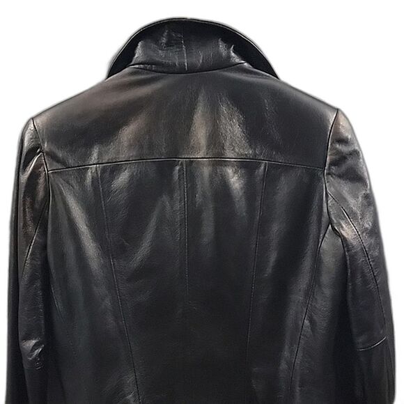 LA MAISON Dark Brown Leather Moto Jacket w/ Collar, Leather Bomber, Women's sz S - Picture 7 of 11